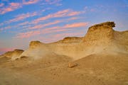 desert landscape at sunset of Ras Brouq resreve  near Zekreet Qatar